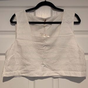 NWT Free People Seersucker White Cropped Top